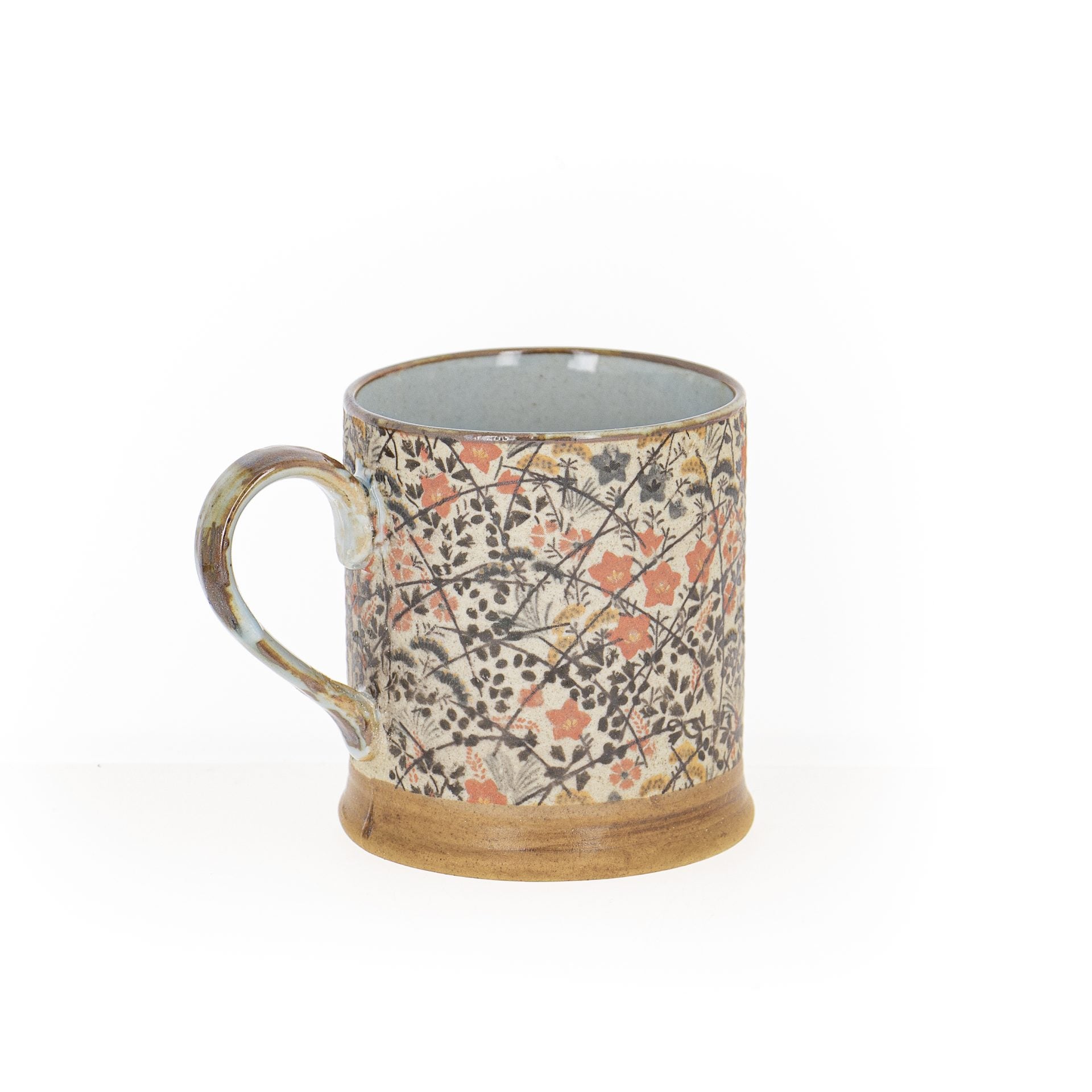 Mug en grès - Estampe Fleurs Rouges 30cl