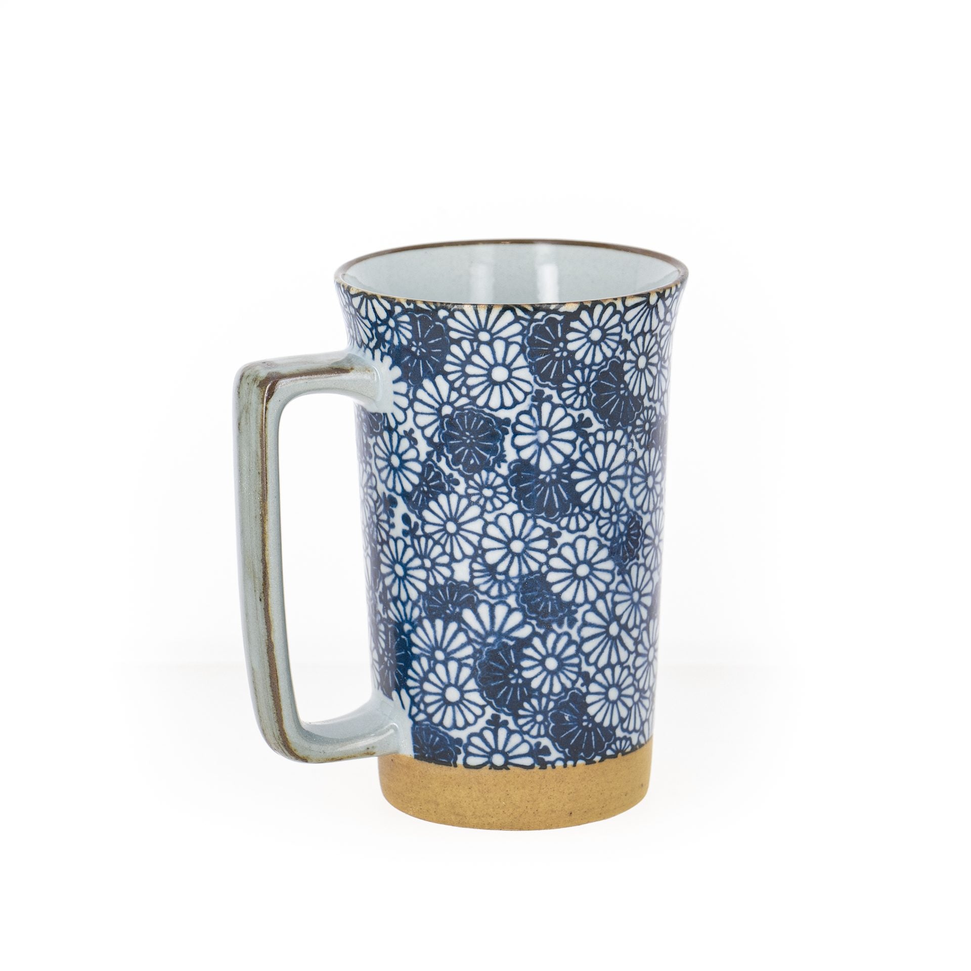 Mug en grès - Fleurs Bleues et Blanches 40cl