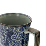 Mug en grès - Fleurs Bleues et Blanches 40cl