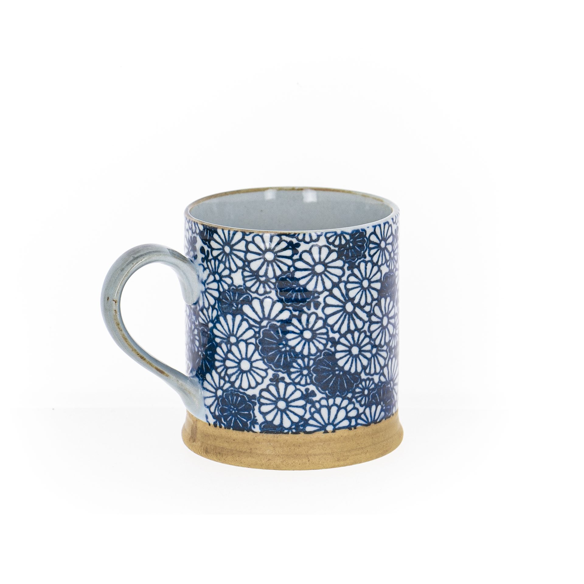 Mug en grès - Fleurs Bleues et Blanches 30cl
