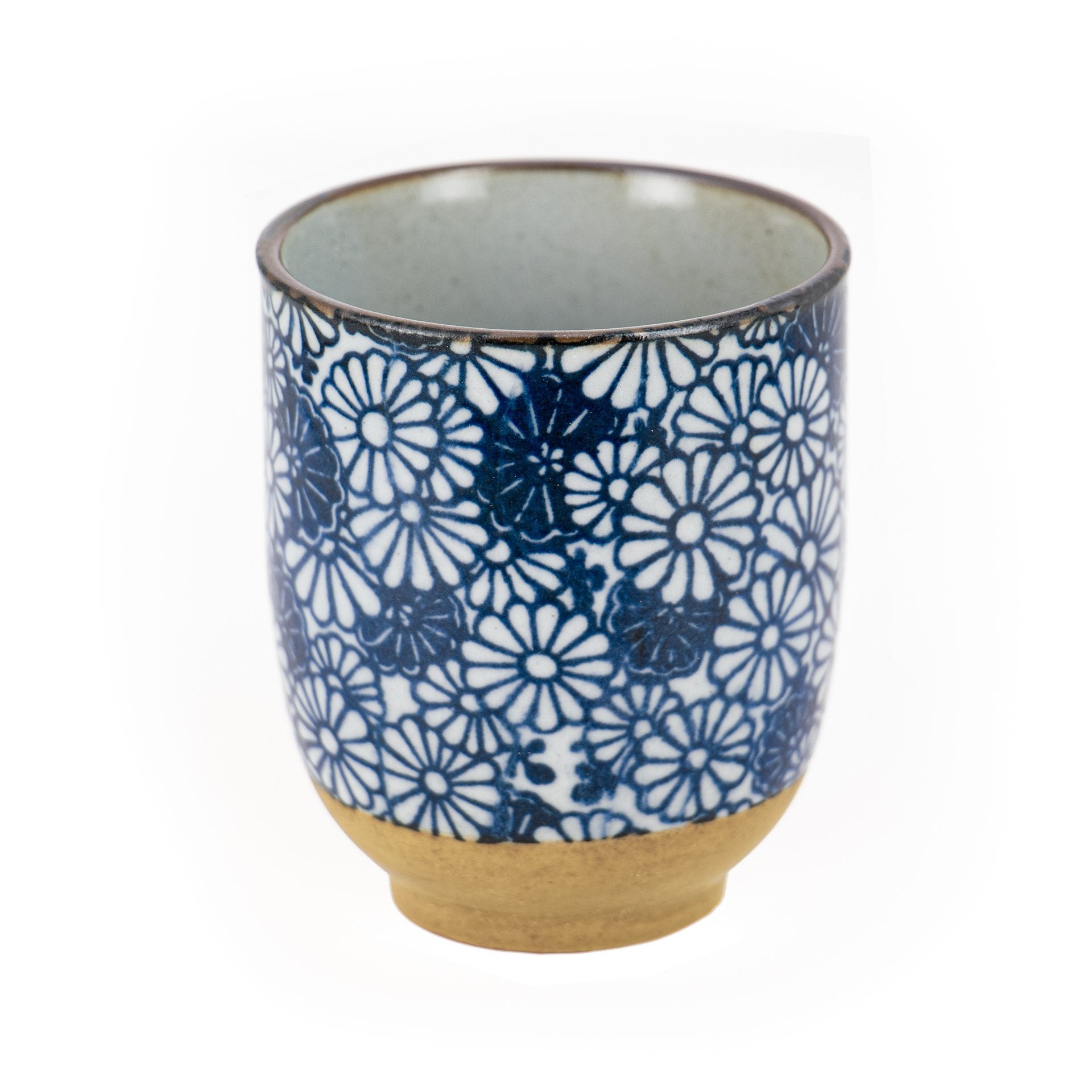 Tasse à thé en grès - Fleurs bleues et blanches 15cl