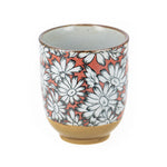 Tasse à thé en grès - Marguerites Rouges 15cl